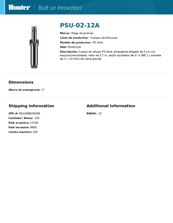 Aspersor Hunter PSU0212A Caja con 100 piezas - Imagen 2