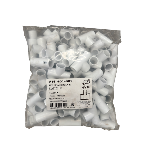 Tee sencila 3/4" shc 40 pvc de 100 piezas por embalaje - Imagen 2