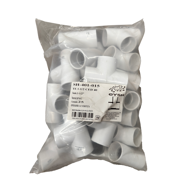 Tee sencila 1 1/2" shc 40 pvc de 25 piezas por embalaje - Imagen 2