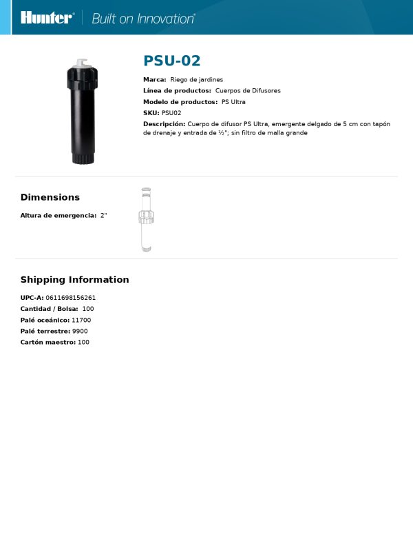 Cuerpo Difusor PSU-02 Caja con 100 pzas - Imagen 2