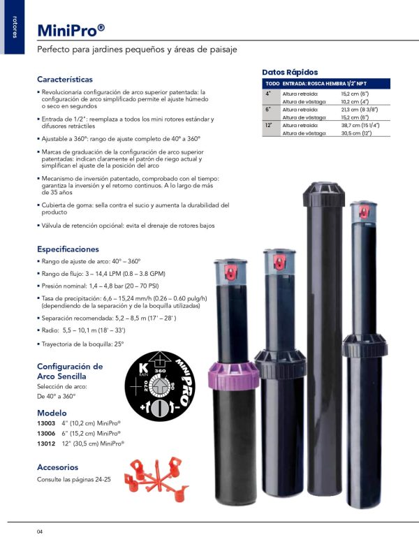 Aspersor de turbina MINIPRO ½ x 4" caja con 25 piezas - Imagen 2